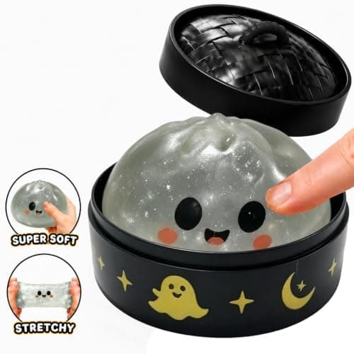 Halloween Spooky Ghost Dumpling Squishies Legetøj, Dumplings Stressbolde til Voksne Fidget Legetøj med Damper, Aflastning Fidget Sensorisk til Helligdage & 16#white