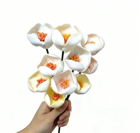 Keramisk Bi-vandstation Sæt med 4, Håndlavede Blomsterformede Bibade Ø4-5 cm med pind 22 cm, Drikkestation til Bier
