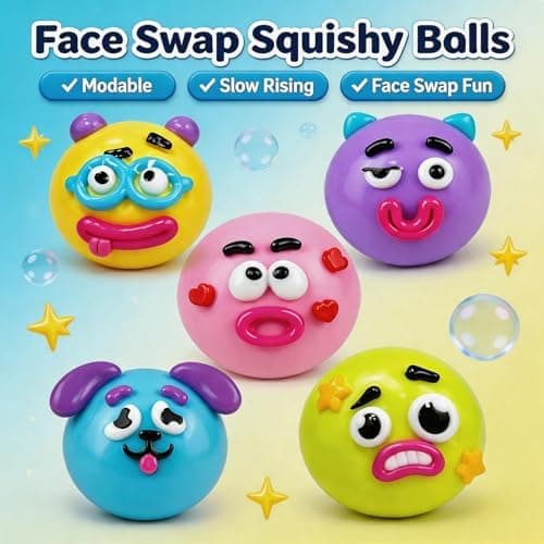 Smushers Squishy, Face Squishy Legetøj, Kuriositeter Hundefjæs Squishy Sød Langsom Stigning Afslappende, Sjovt Fjæs Squishy Stressbolde, Stresslindrende Skrivebord Blue