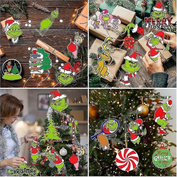 24 st Grinch julgransprydnader Grinch julgransdekorationer