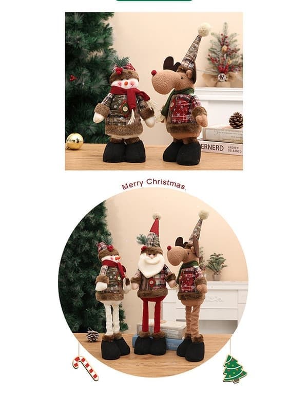 Julplyschdockset med utdragbara ben Tomte Ren Snögubbe, stil1 style1