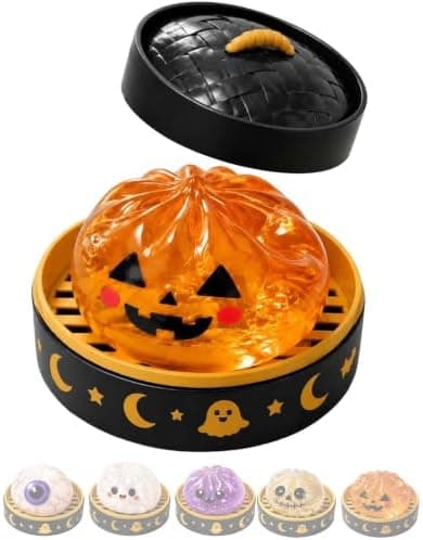 Halloween Spooky Ghost Dumpling, Farverige Dumplings Stressbolde med Madsteamer (Orange) Orange