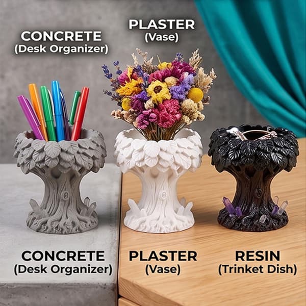 Træ silikoneform til epoxyharpiks håndværk sukkulent potteplante Tree Stump Resin Mold