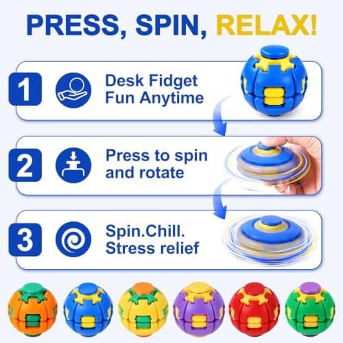Tryck för att snurra Fidget Spinner HelixCore Spin Stressboll Sensoriska Fidgetleksaker Blue