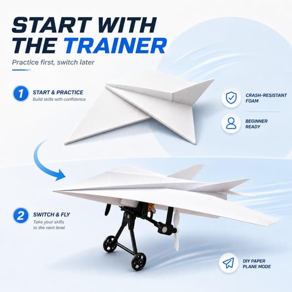 Uppgraderat DIY RC Pappersflygplanskit med Gyrostabilisator & Träningsflygplan (#2) #2