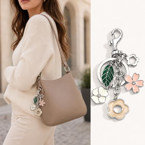 Väskberlocker för handväskor - Söt handväskkedjeberlock - Väskaccessoarer Berlocker för kvinnor Flower Charm - Silver