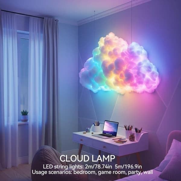 Nyhetsbelysning 3D Thunder Cloud Light Strip med musiksynkronisering Kompakt Thunder Cloud-lampa 3D Lightning Cloud Gaming-belysning