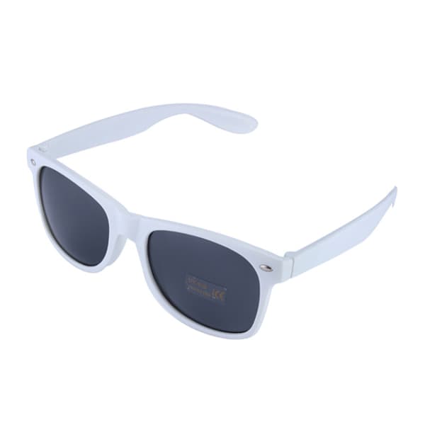 Retro Wayfarer Solglasögon Vit Svarta Glas