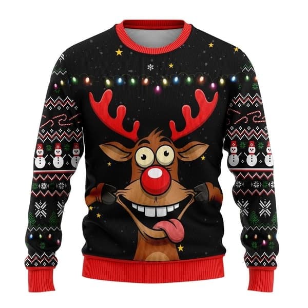 Jultröja med rund hals, pullover, 3D-tryckt långärmad vintertröja, EL3639, storlek L