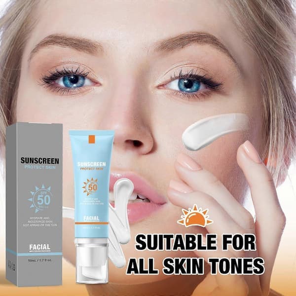 Solkräm SPF 50 PA+++ Ansiktskräm, Brett Spektrum UV-skydd, Ingen vit hinna, Koreansk hudvård (3-pack)