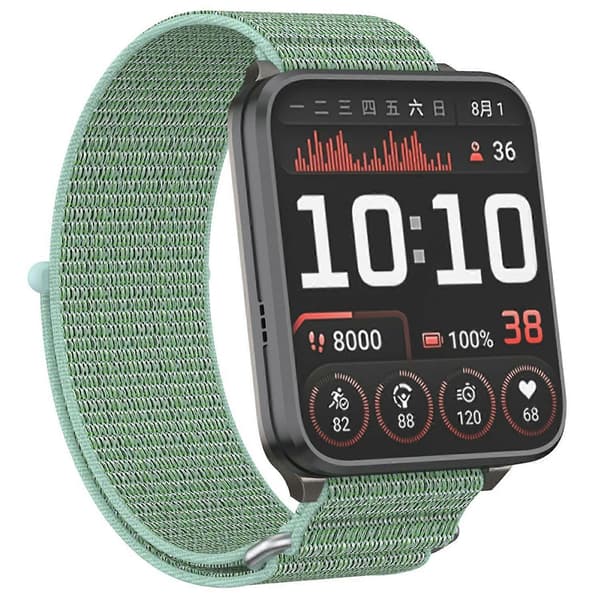 Til Garmin Venu X1 Håndledsrem Magic Tape Nylon Loop Urrem med Metalring - Grøn Multicolor Green