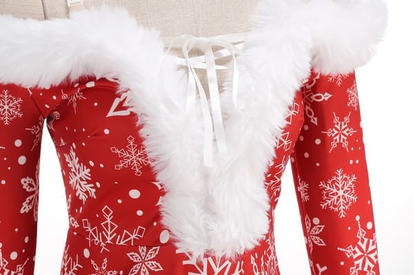 Dammode V-ringad avslappnad passform Jul Cosplay Kostym Mönstrad Klänning, Storlek L L