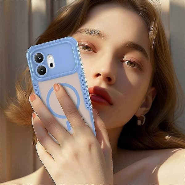 Kompatibel med Honor 600 5G magnetisk deksel TPU + PC-telefonbakside, blå Blue