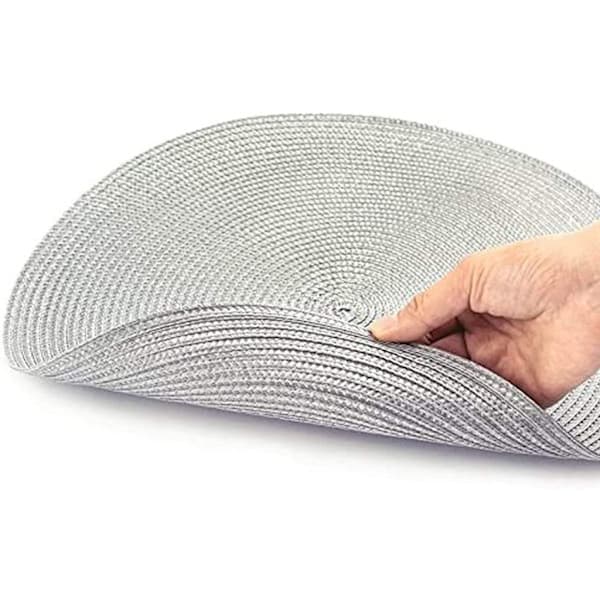 6 pestävän, lämmönkestävän kudotun pöytätabletin setti (harmaa, 38 cm)
