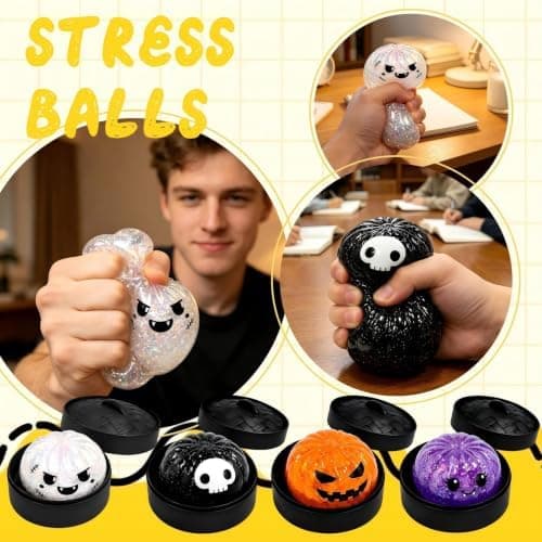 Halloween Spooky Ghost Dumpling Squishies Legetøj, Dumplings Stressbolde til Voksne Fidget Legetøj med Damper, Aflastning Fidget Sensorisk til Helligdage & 18#black