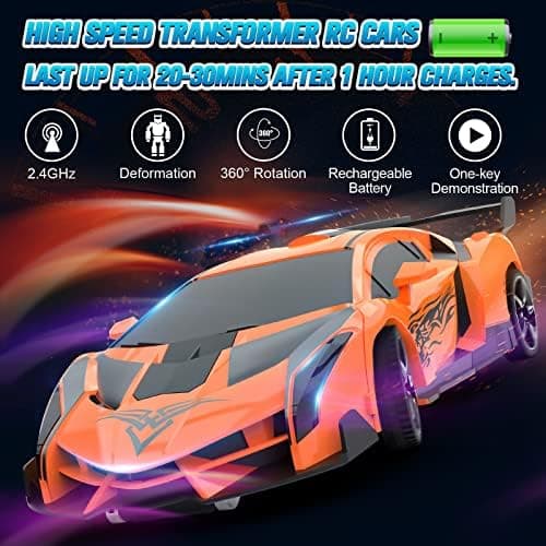 BLUEJAY Transform RC-bilar för pojkar 3-12 år, 2.4Ghz fjärrstyrd bil Orange