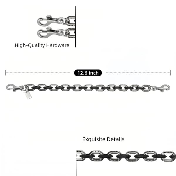 Väskberlock, söta handväskberlocker, väsktillbehörsberlocker, väskkedjor, handväskberlocker Black-Silver-Chain