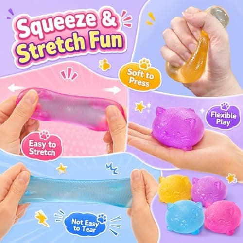 Cool Kat Squishy Fidget Legetøj, Pink Taba Kat Squishies Klemmelegetøj Pink