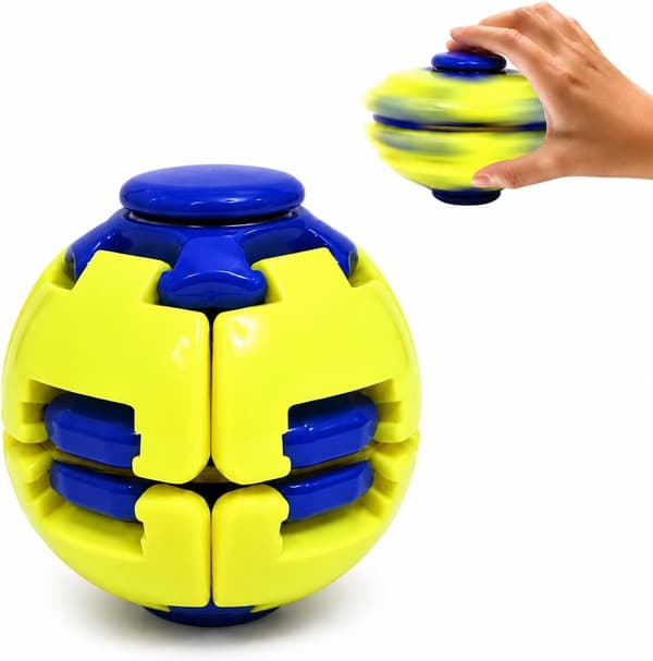 Trykk for å snurre sensorisk fidgetball, 3D ergonomisk sfærisk stressleketøy