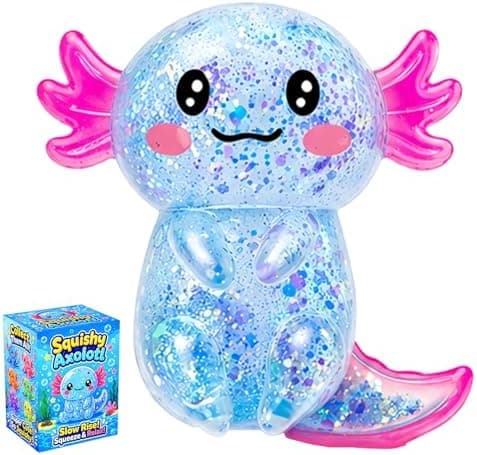 Axolotl Squishy Leksak, Söt Glitter Stresslindrande Fidget Leksak (Blå) Blue