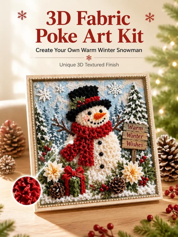 FHNUVB Jule 3D Stof Poke Art Kit, DIY Julehåndværkssæt til Voksne Christmas Pattern