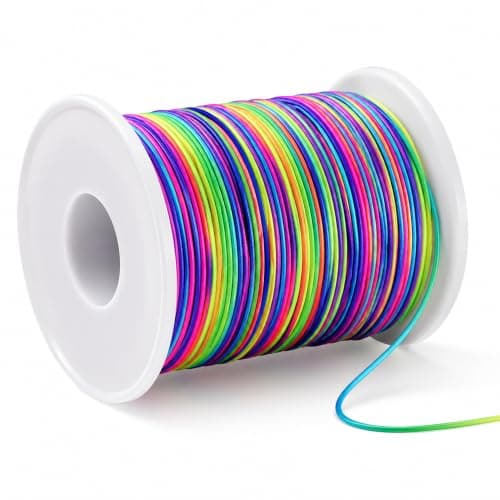 LOKEME 1mm Elastisk Armbåndssnor, 165 FT Regnbuefarger
