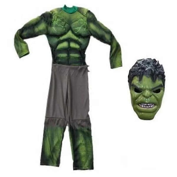 Marvel Avengers Hulk-asu lapsille, ikä 3-8, poikien asu maskilla ja lihaksilla M M