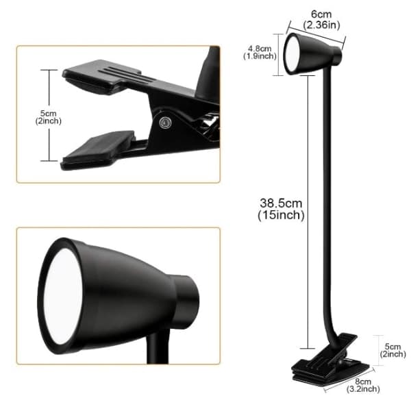 Dæmpbar LED læselampe/klemmelampe 3000-6500K