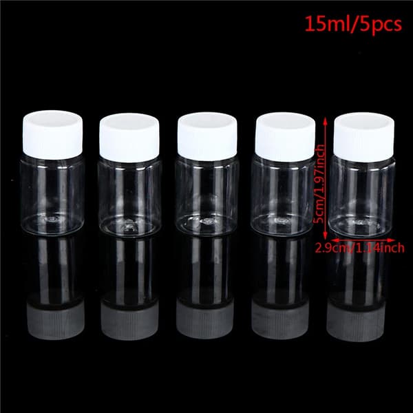 5st Påfyllningsbara Flaskor 15ml/20ml/30ml/50ml/100ml/150ml/200ml Plast PET-Flaskor Klar Tom Förseglad Behållare Reagensflaska Förpackning