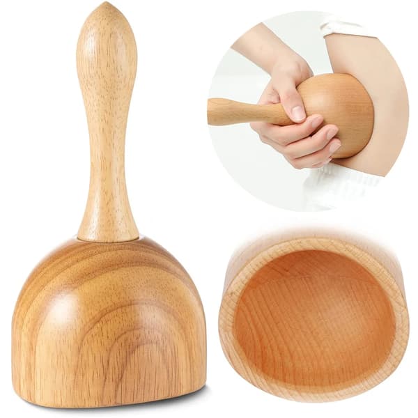 Træ Håndmassagekop med Ruller Træ Gua Sha Terapi Værktøjer Lymfedrænage Massage Kropsformning, Fjernelse af Cellulite