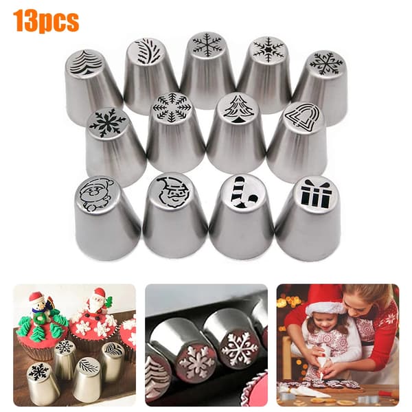 13 stk. Juleblomst Glasur Tip Sprøjte Tip Kage Dekoration Blomst Dysetip Sæt Bageudstyr til Bagning af Cupcakes
