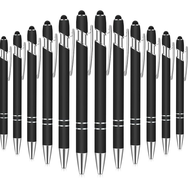 12 delar kulspetspenna med pennspets, 1,0 mm svart bläck metall