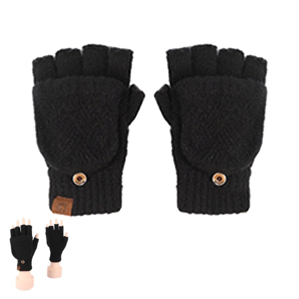 Vinterhandskar med halvfinger för vuxna, kalltåliga förtjockade handskar