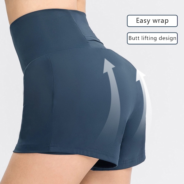 Löparshorts för kvinnor Workout Athletic Gym Yoga Shorts- Blå