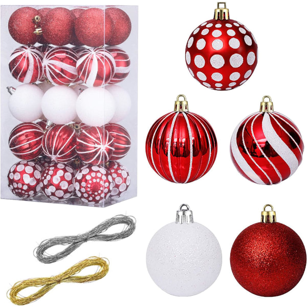 30Pcs Red Christmas Balls Ornaments for Christmas Tree,