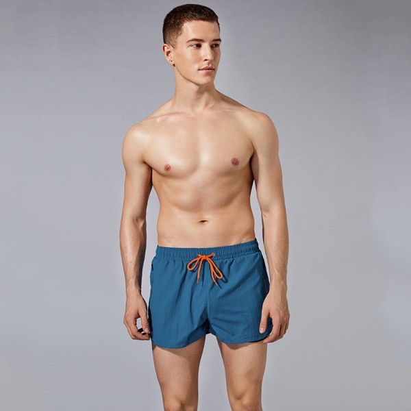 Badshorts för män Quick Dry Brief Fodrade Badkläder-blå