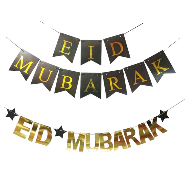 2 set Eid Mubarak Ramadan hängande banner firande dekoration
