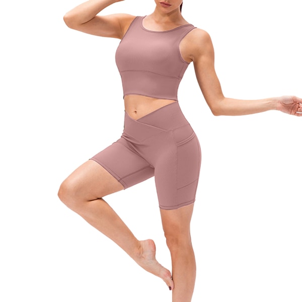 Kvinnors yoga träningsset Tvådelade träningskläder - rosa 6f5c | Fyndiq