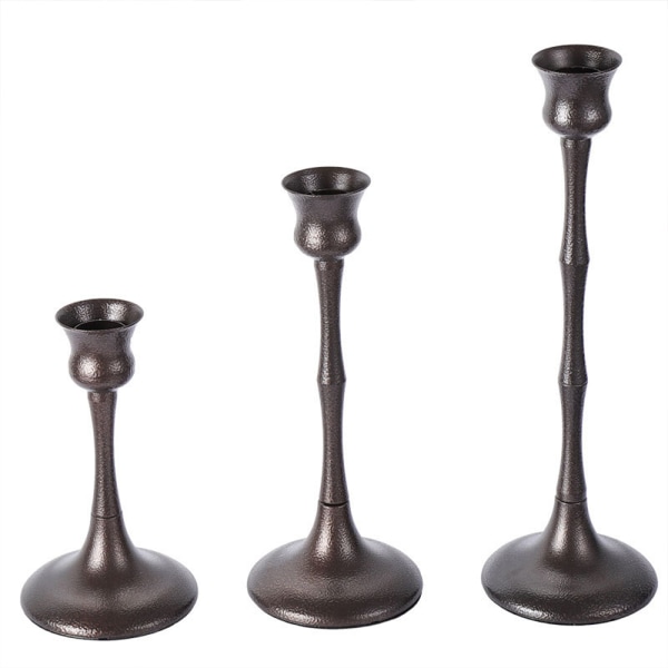 Matte Black Candle Holder Set of 3 Decorative Candle Holder for