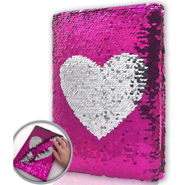 Magic Reversible Flip Sequin Girls Journal Heart Pattern Rose