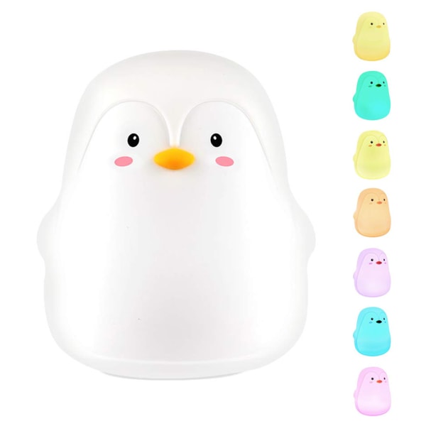 Mjuk silikon Penguin Night Lights för barn 7 färg LED Baby