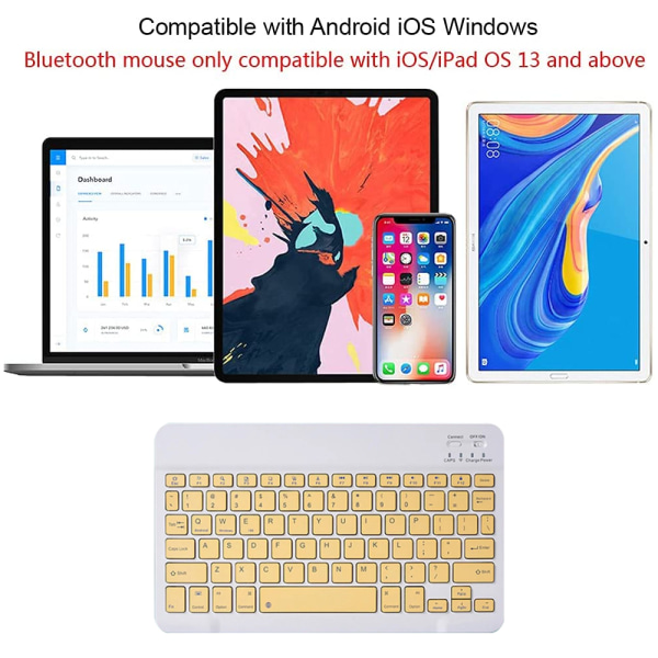 Trådlöst tangentbord laddningsbart för iOS Android Windows-10 tum