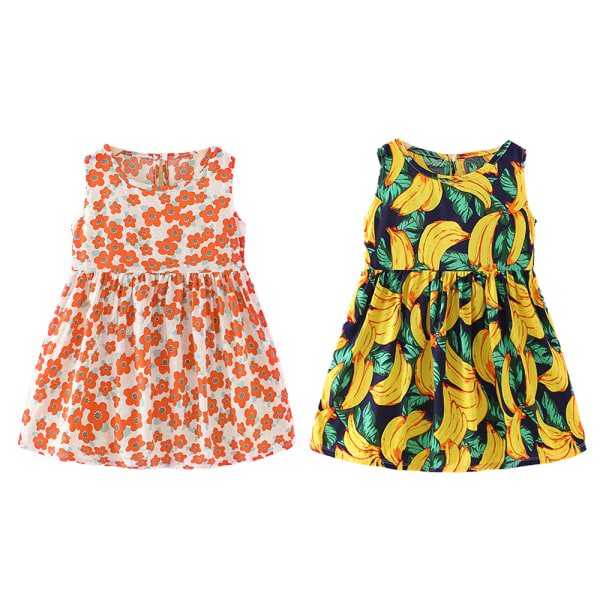 Tjejer Print Casual ärmlösa klänningar, sommar festkläder 2st fef2 | Fyndiq