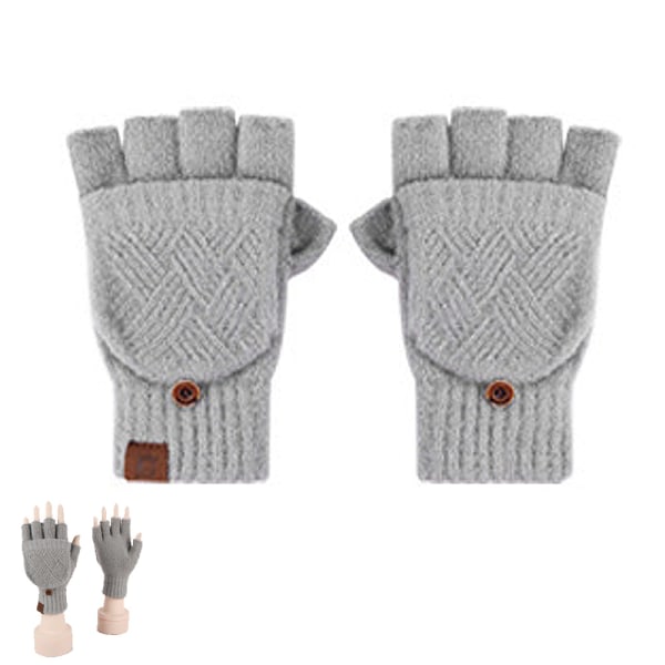 Kyltåliga förtjockade stickade handskar vinterhalvfingerhandskar