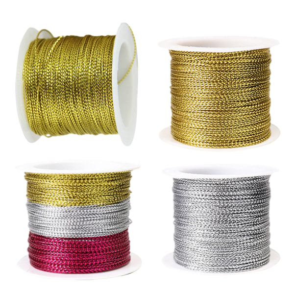 4 Rolls Metallic Elastic Cords Stretch Cord Ribbon Metallic