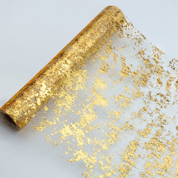 2 delar guld bordslöpare, paljettglitterfolie metalliskt guld