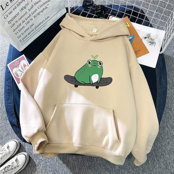 Frog on Skateboard Hoodies för tonårsflickor för kvinnor Casual Long