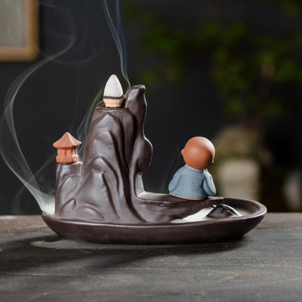 Unik Ceramic Monk Backflow Censer Mountain Kiosk Censer