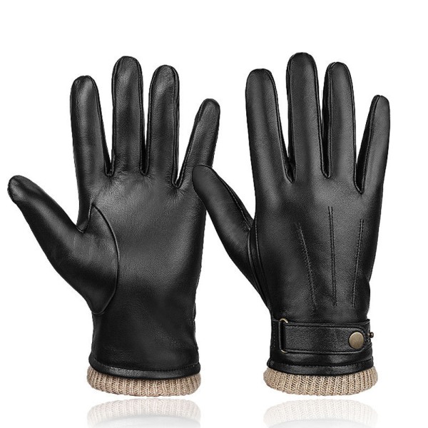 Svarta Vinter fårskinn varma handskar enkla vindtäta handskar bb65 | Fyndiq