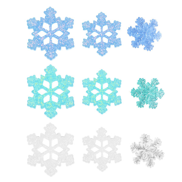 50 Mini små Resin Snowflakes 3 färger.3 storlekar DIY-tillbehör